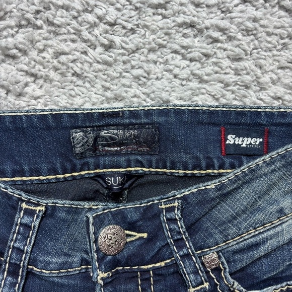 Silver Jeans Womens 28 Suki Super Stretch Slim Boot Cut Mid Rise Dark Big Stitch - Picture 2 of 5